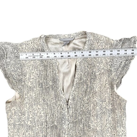 H&M | Ruffled Tie Belt V Neck Chiffon Dress | Off White | Size: 10 - Picture 8 of 9